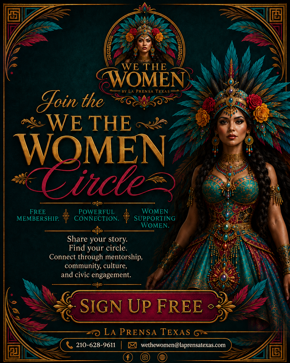 We The Women Circle campaign flyer: join the circle, free membership, sign up free, by La Prensa Texas